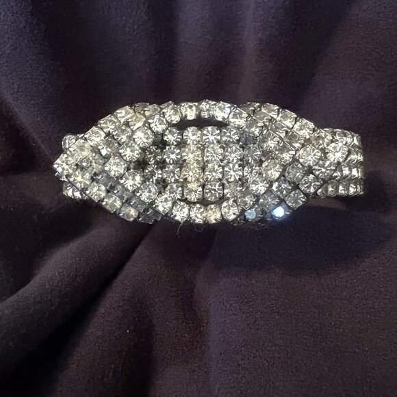 Silver and Rhinestone Bangle Vintage 20's - Picture 11 of 12